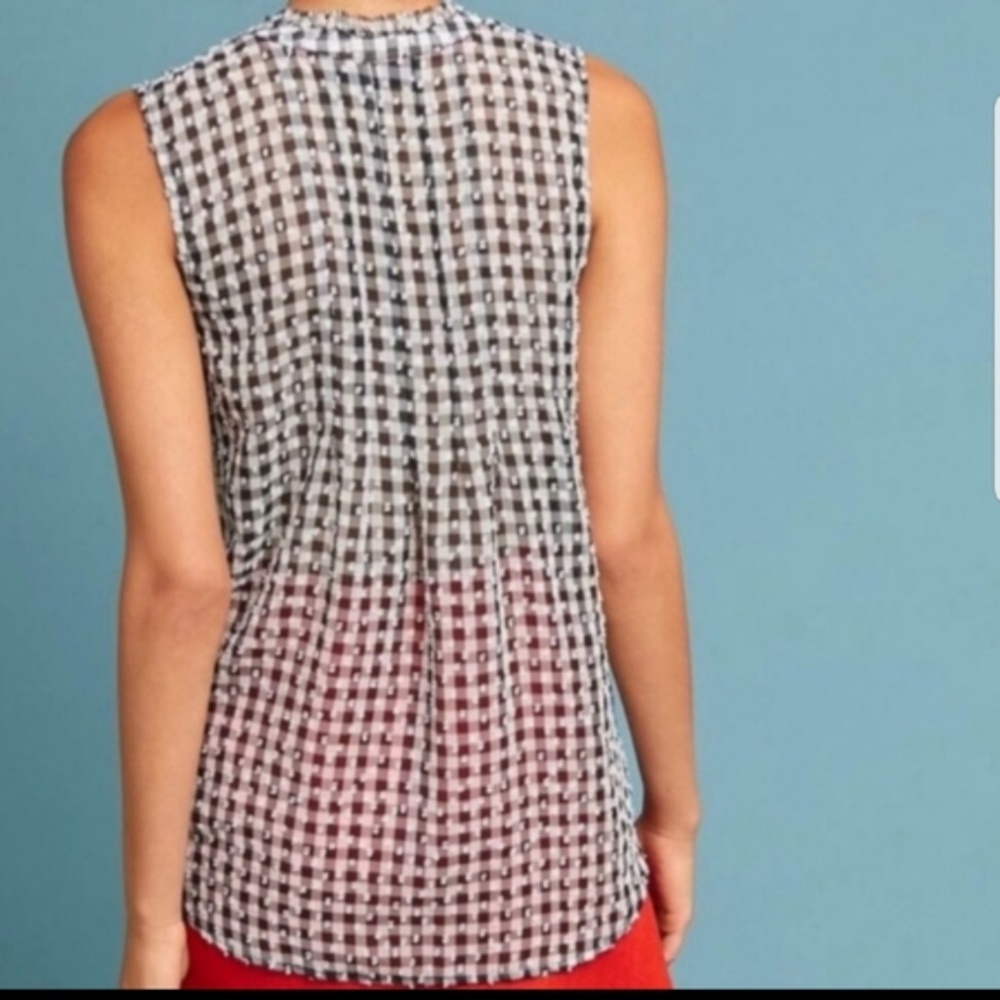 Anthropologie Maeve Gingham Black & White Checked Button up Top NWT - Picture 3 of 11
